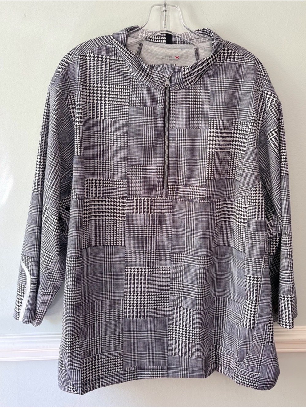 RLX Ralph Lauren Womens Golf Pullover Plaid Windbreaker Jacket Size L